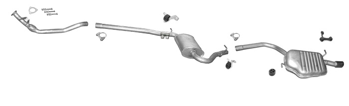 Auspuff für AUDI A4 B6 2.0 130 PS mit Schaltgetriebe + ROHR VORNE