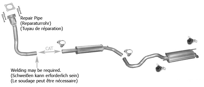 Auspuff VW POLO (6N 6N2) 1.7 1.9 SDI Schrägheck Auspuffanlage