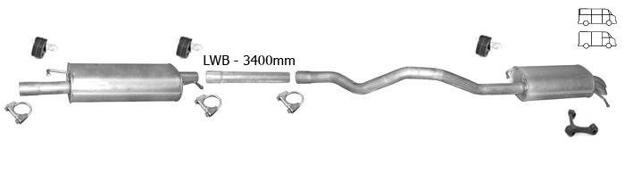 Auspuff VW T5 TRANSPORTER V 2.5 TDI LWB-Lang 2003-2009 Auspuffanlage