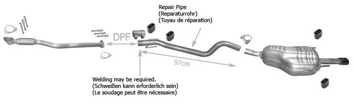 Auspuff OPEL ASTRA H 1.9 CDTi Schrägheck / GTC mit DPF +2xRohr CHROM Endrohr