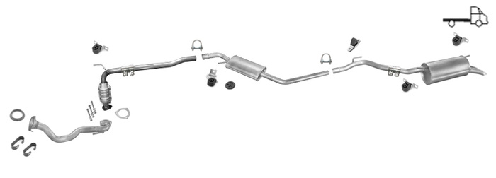 Auspuff + Katalysator für VW T4 1.9 2.4 2.5 D TDI PRITSCHE LWB 96-03 +Hosenrohr