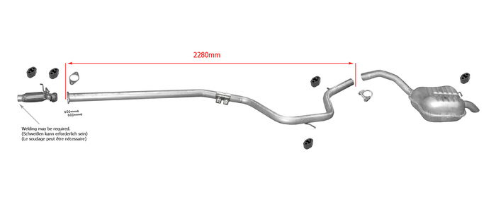 Auspuff für GALAXY II MONDEO IV S-MAX 1.8 2.0 TDCI ohne DPF +Rohr Auspuffanlage