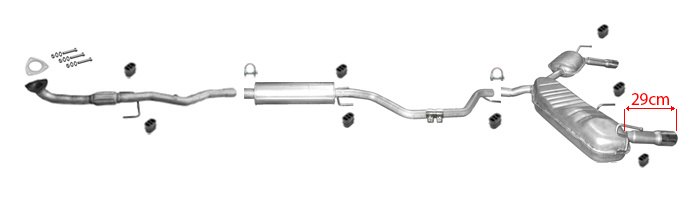 Auspuff für OPEL SIGNUM 2.2 Direct Turbo mit CHROM Endrohr + Rohr