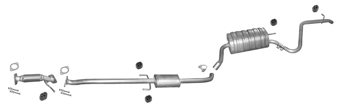 Auspuff für HYUNDAI i30 I 1.4 1.6 Kombi EURO 4 Schellenverbindung 2009-12 +Rohr