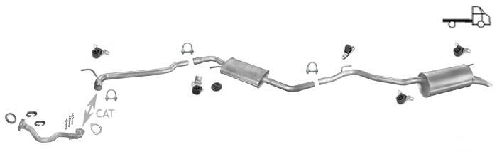 Auspuff VW T4 1.9 2.4 2.5 D TD TDI PRITSCHE SWB 96-03 +Reparatur +Hosenrohr