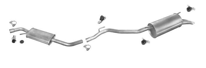 Auspuff für VW T4 1.9 2.4 2.5 D TD TDI PRITSCHE SWB-kurz 1996-2003 Auspuffanlage