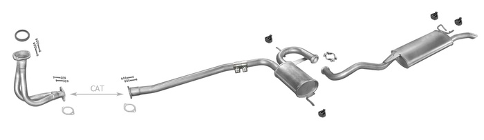 Auspuff RENAULT 19 R19 1.7 1.8 Chamade Stufenheck 1992-1996 Auspuffanlage